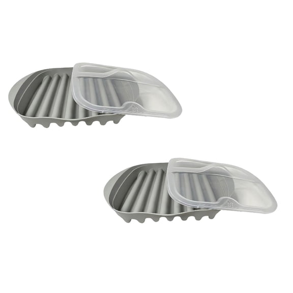 Eqslft 2PCS Microwave Bacon Cooker with Cover, Microwave Bacon Tray with Grease Draining Ridges,Safety, Quick and with No Mess