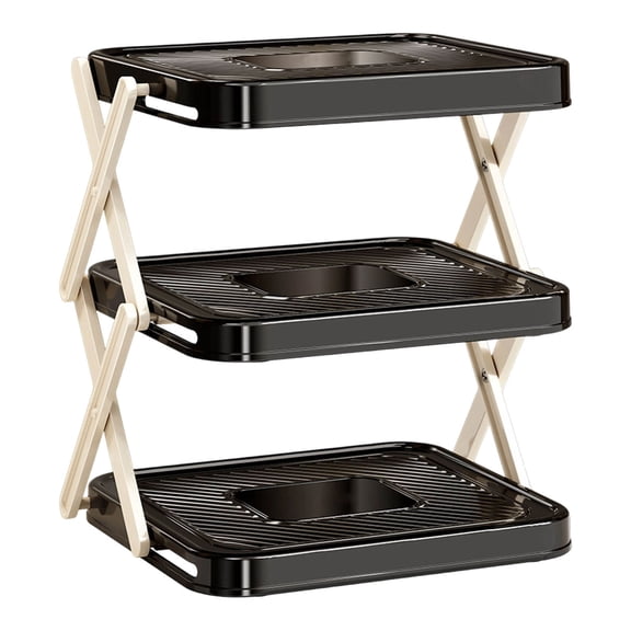 Eqslft 3-Tier Foldable Serving Tray Stand, Collapsible Food Display Rack, Multi-Layer Serving Platter for Dessert, Appetizer, Cupcake, Portable & Space-Saving