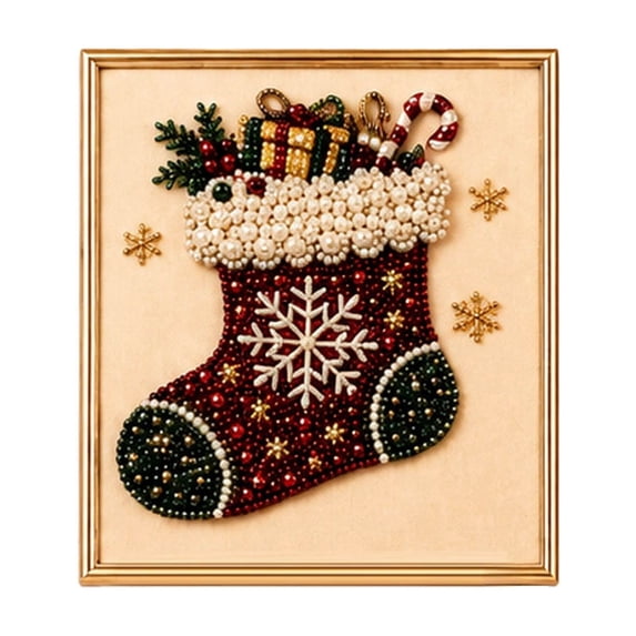Eqslft 5D Christmas Pearl Diamond Art Kits for Adults with Frame,Home Wall Decor Art Craft Kit, Christmas Pearl Beads Art Craft for Beginners,for Home Wall Decor