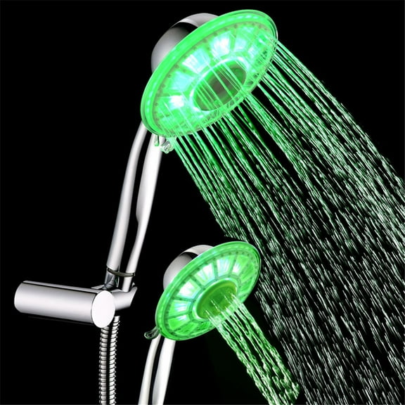 Eqslft 7-Color Temperature Sensitive Gradient LED Shower Head Showerheads Light Water Stream Color Changing Shower Head For Kitchen and Bathroom,1PC