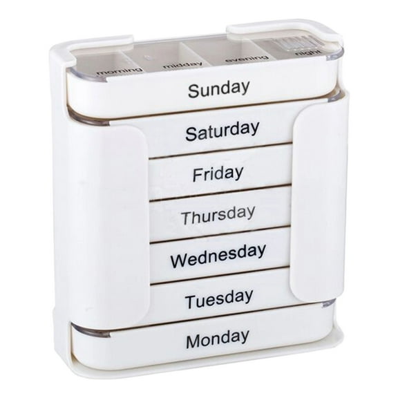 Eqslft 7-Day Medication Organizer Portable Weekly Pill Organizer for Effortless Health Management: Stackable Weekly Pill Organizer with 7×4 Compartments