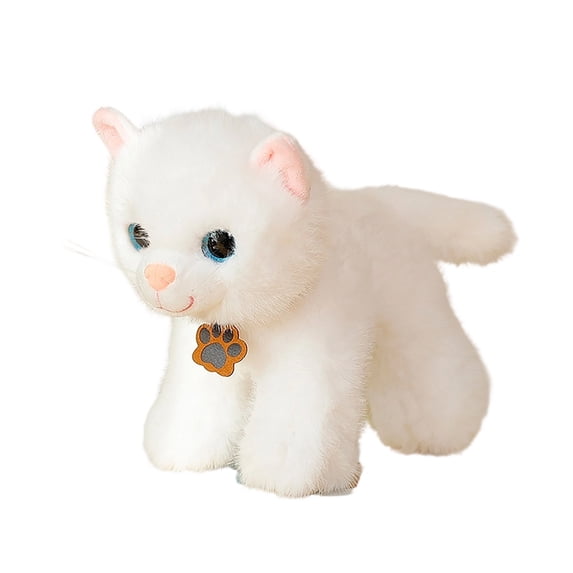 Eqslft 8 Inch Tall Plush Cat Stuffed Animal Toy, Soft Cuddly Fluffy Kitten Lifelike,Sensory Comfort Plush Throw Pillow, Soft Kawaii Kitty Plush Toy Gift for Adults Kids Youth