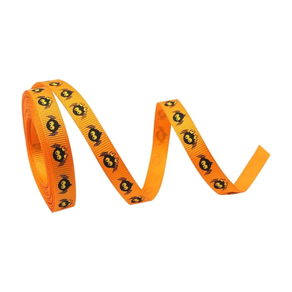 Eqslft 9M Halloween Ribbon,0.39"W Thin Grosgrain Ghost Skull Pumpkin Spider Witch Printed Ribbon,Spooky Ribbons for Gift Wrapping, Halloween Craft Supplies, Party Decor