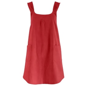 Eqslft Adjustable Design Apron ,Japanese Style Soft Cotton Linen Apron with Two Side Pockets ,X Cross Halter Aprons ,Kitchen Cooking Clothes