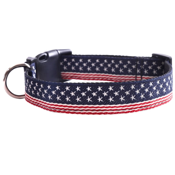 Eqslft American Flag 4th of July Dog Collar Adjustable Pet Collar Independence Day Collar Red White and Blue Designer Pattern for Small Medium Large Dogs