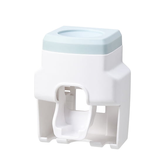 Eqslft Automatic Toothpaste Squeezer and Toothbrush Holder, Wall-Mounted Bathroom Organizer for Toothpaste and Brushes Abs Design Space-Saving