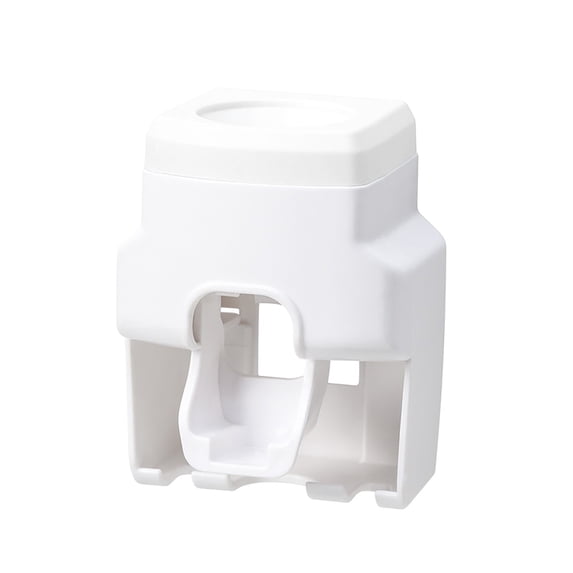 Eqslft Automatic Toothpaste Squeezer and Toothbrush Holder, Wall-Mounted Bathroom Organizer for Toothpaste and Brushes Abs Design Space-Saving