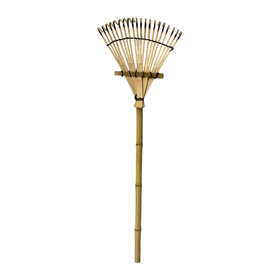 Eqslft Bamboo Leaf Rake with Long Handle, 16-Tine Heavy-Duty Garden Rake for Lawn & Yard, Lightweight Gardening Tool for Collecting Leaves, Grass & Debris