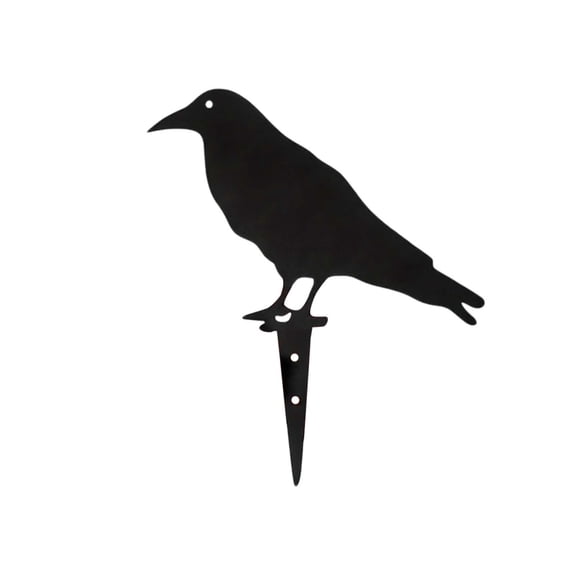 Eqslft Black Metal Raven Decor,Garden Crow Card Slot Insert,Metal Birds Craft Ornaments Garden Fence Topper Outdoor Yard Art