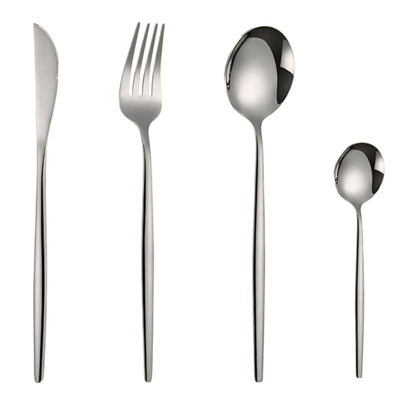 Eqslft Blue Handle Flatware Gold Silverware Set 304 Stainless Steel Flatware Cutlery Set,4-Piece Adaline Royal Modern Satin Finish, Birthday Wedding Gift