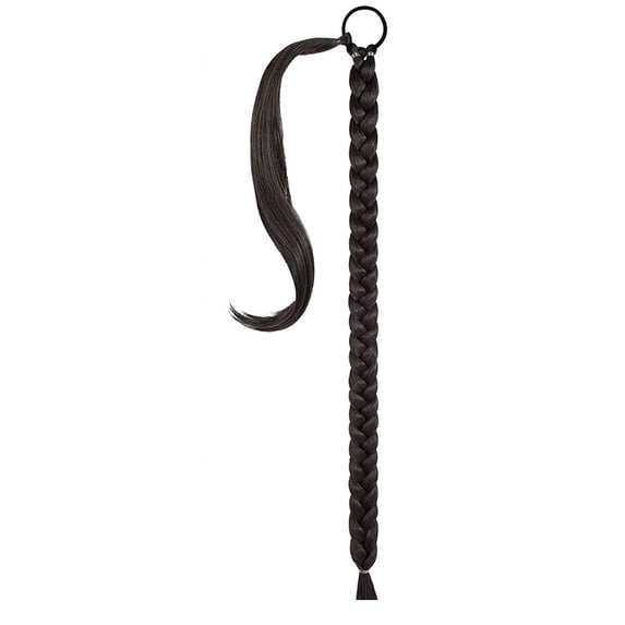 Eqslft Braid Extensions Long Braided Ponytail Extension for Black Women With Hair Tie,Straight Sleek Wrap Around Dark Brown Braided Ponytail Hair Extensions