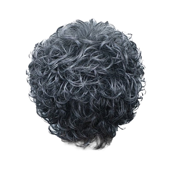 Eqslft Breathable Short Curly Topper Hair Piece for Women ,Silver Gray Color Natural Layered Short Curly Human Hair Topper Clip in Hairpiece Wiglet