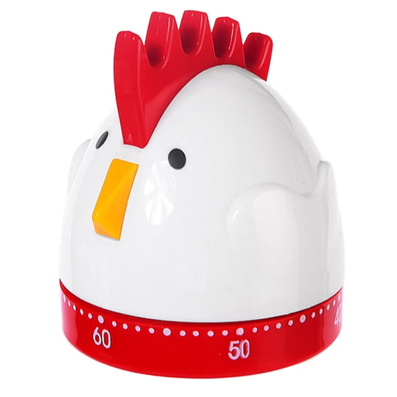 Eqslft Cartoon Rooster Mechanical Kitchen Timer Wind-up Cooking Countdown Reminder for Baking and Control Easy-use White Cooking Timer, 60 Minutes