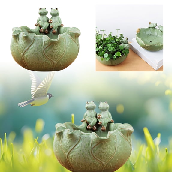Eqslft Ceramic Bird Bath for Outside on Ground, Birds Bath Bowl Only, Ground Bird Feeders and birdbath for Outdoors, Garden, Tabletop, Deck, Balcony and Lawn