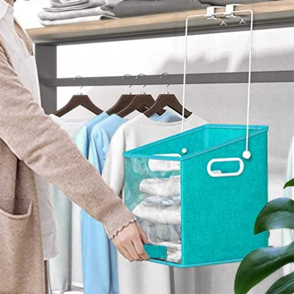 Eqslft Closet Clothes Organizer Pull Down Shelf Basket,Foldable Clothes Storage Box,Folding Storage Basket Open Storage Box Basket