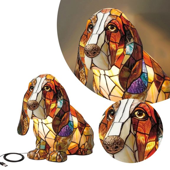 Eqslft Corgi Dog Ranch Glowing Night Light Beautiful Light Bedside Table Lamp With USB A+C Cute Pet Dog Theme LED Table Lamp With Warm