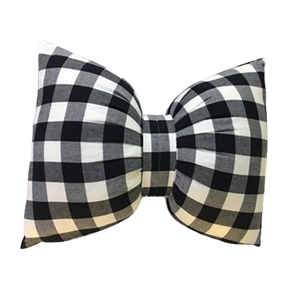 Eqslft Cute Bow Shaped Pillow Checkered Knot Throw Pillows Chair Plush Cushion Stuffed Bow Lumbar Pillow for Bed Couch Living Room Dorm Decor