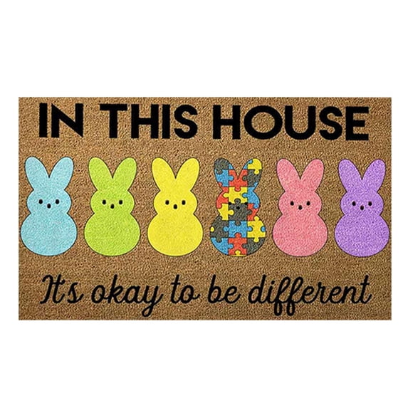 Easter Carrot Bunny Welcome Coco Coir Doormat Door Mat for Home House Entrance, Easter Rabbit Floor Mats for Outdoor Outside Entryway Welcome Mat