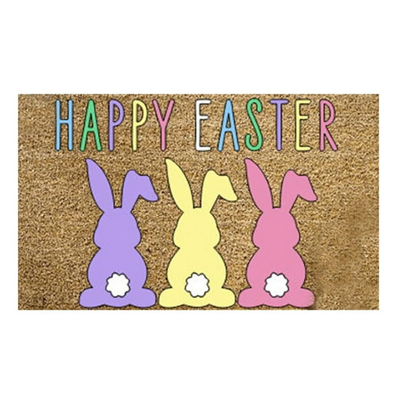 Easter Carrot Bunny Welcome Coco Coir Doormat Door Mat for Home House Entrance, Easter Rabbit Floor Mats for Outdoor Outside Entryway Welcome Mat