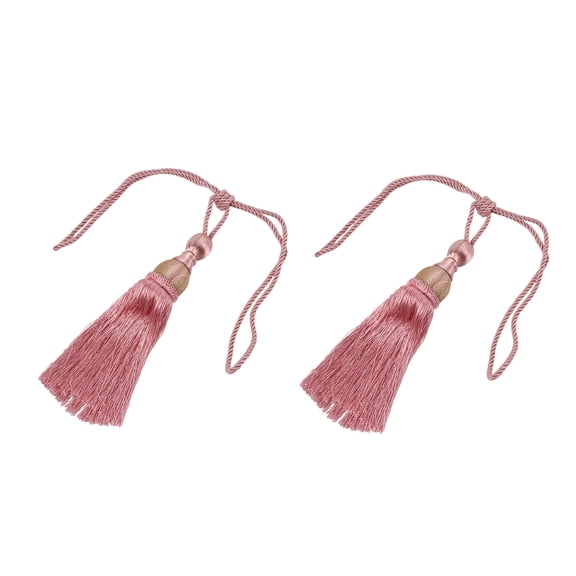Eqslft Decorative Curtain Tiebacks Ball Tassels Holdbacks - Home Office Windows Drapery Fasteners Braided Buckle Fringe Ropes, 1PC,Pink