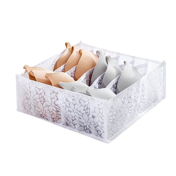 Eqslft Divided Underwear Storage Box, Foldable Drawer Organizer, Separate Compartment Storage Case for Bra, Panties, Socks, Closet & Drawer Space Saving Organizer