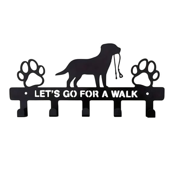 Eqslft Dog Leash Holder for Wall, Key Holder Mount with 5 Metal Hooks, Pet Leash and Key Organizer, Screw Mounted Rack for Leashes Keys Collars, Entryway Garage Mudroom