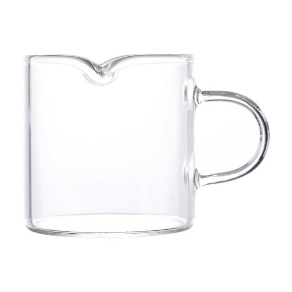 Eqslft Espresso Glass Measuring Cup, 4oz Double Spouts Glass Pitcher with Handle, Mini Coffee Pot Pitcher, Clear Glass Accessories For Machine