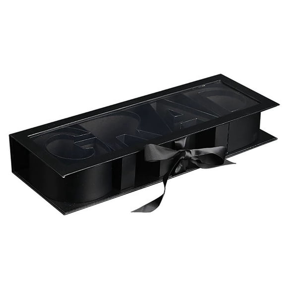 Eqslft GRAD Flower Gift Box Congrats, Fillable Floral Box Grad Letter Empty Flower Bag,Cardboard Letter Shaped Flower Boxes for Graduation Party(Black)