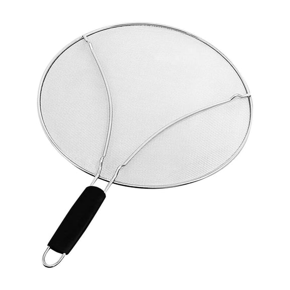 Eqslft Grease Splatter Screen for Frying Pan, Stainless Steel Fine Mesh Oil Splash Guard,Splatter Screen with Resting Feet & Comfort Grip Handle(11.5" or 9.5")