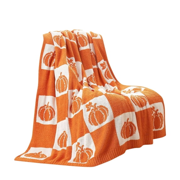 Eqslft Halloween Thanksgiving Knit Throw Blanket,Warm Decorative Blanket, Cozy Lightweight Soft Fall Autumn Gift for Couch Sofa Bed Living Room