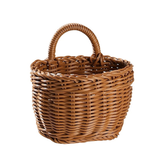 Eqslft Handwoven Hanging Wall Baskets,Natural Rattan-Style Woven Storage Baskets with Handles,Decorative Door Baskets for Flowers Plants,Kitchenware Farmhouse,4.5*3*4Inch