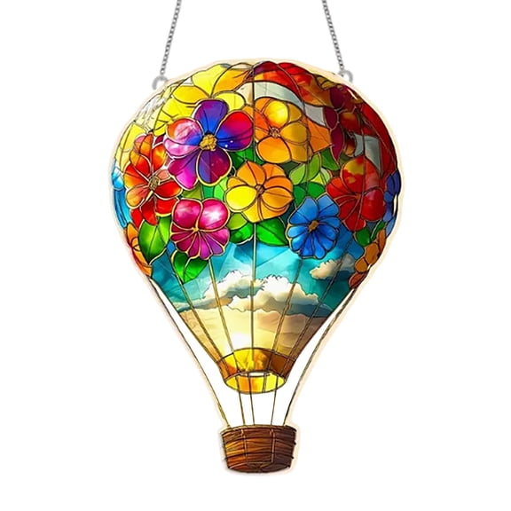 Eqslft Hot Air Balloon Light Catcher 2D Acrylic - 1PC Hot Air Balloon Pendant - Sun Catcher Wall Art Ornaments, Living Room Window Panels, Garden Outdoor Decoration