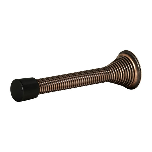 Eqslft Iron Spring Door Stopper with Rubber Bumper Tip, Heavy Duty Door and Wall Protection, Decorative Brass Door Stoppers with Flexible Spring Design