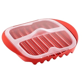 Eqslft Microwave Bacon Tray with Splatter Lid,Safety,Quick and with No Mess,Microwave Bacon Cooker Make Crispy Bacon in few Minutes