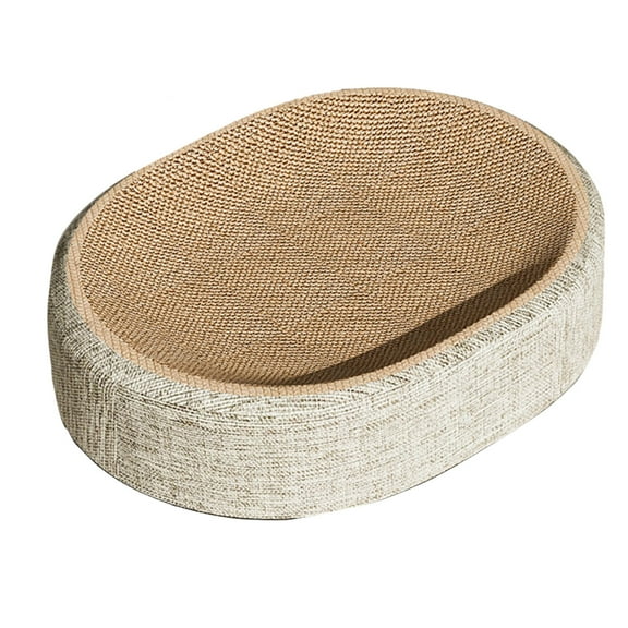Eqslft Oval Cat Scratcher Bed, Modern Cat Scratching Bowl Bed, Durable Kittens Scratching Board Corrugated Lounge, Furniture Protector