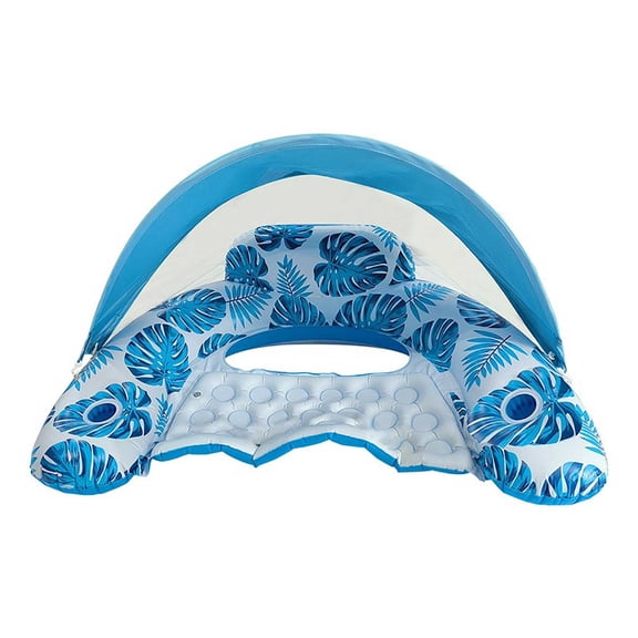 Eqslft Pool Float with Canopy & Cup Holder,Pool Chair Lounge Float with Adjustable Sun Shade Cover,Inflatable Floaties with Headrest for Party Beach Summer Water Fun