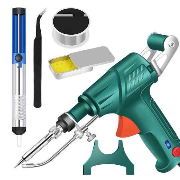Eqslft Soldering Iron Gun Kit, Soldering Gun Automatic Hand-held Solder Kit, Includes Iron Tips, Solder Wire, Tweezers for Electronic Repair, DIY, Home Appliance Repair