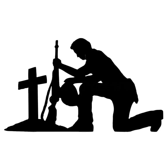 Eqslft Soldier Silhouette Garden Decor, Independence Day Garden Art for Lawn Outdoor Home Decoration Kneeling Fallen Soldier Statue Metal Decor, Silhouette Yard Decoration