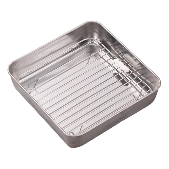 Eqslft Stainless Steel Baking Pan with Removable Wire Rack, Oven-Safe Tray for Roasting, Baking, Cooling, Non-Stick, Dishwasher Safe, Medium