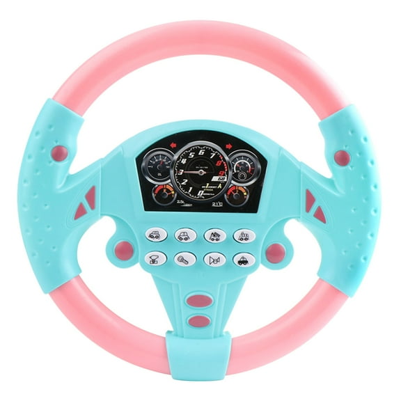 Eqslft Steering Wheel Toy, Simulated Driving Controller with Light and Music, Electric Early Learning Educational Sounding Toy Pretend Driving Seat Toys