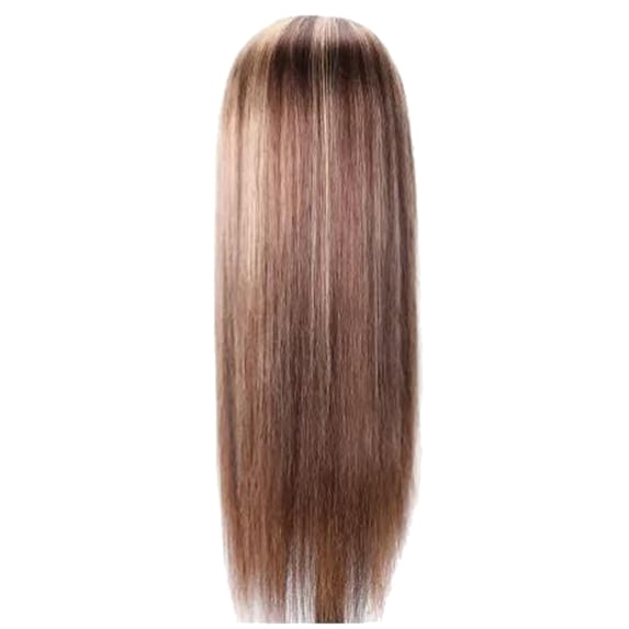 Eqslft Straight Synthetic Wig Long Blonde Brown With Highlights Middle Part Glueless Lace Front Wigs for Women Natural Looking for Party and Daily Use