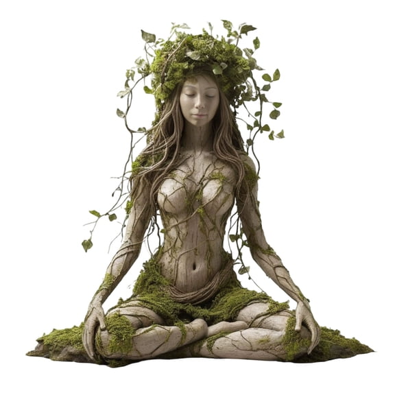 Eqslft Tree Man Fairy Garden Stakes, 2D Acrylic Tree Man Fairy Earth Goddess Statue Whimsical Garden Stakes Decor, Ground Insert Flower Pot Decoration for Yard Lawn