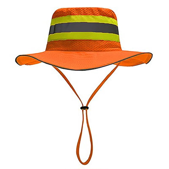 Eqslft Unisex High Visibility Reflective Bucket Hat, Breathable Neon Mesh Wide Brim Work Safety Boonie Hat,Work Safety Mesh Cooling Cap