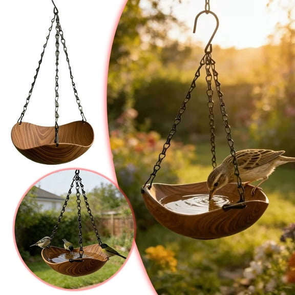 Eqslft Vintage Bird Bath, Garden Water Bowl,Decorative Bird Feeder Tray with Raised Edge Design, Hanging Bird Feeder for Yard Porch and Balcony