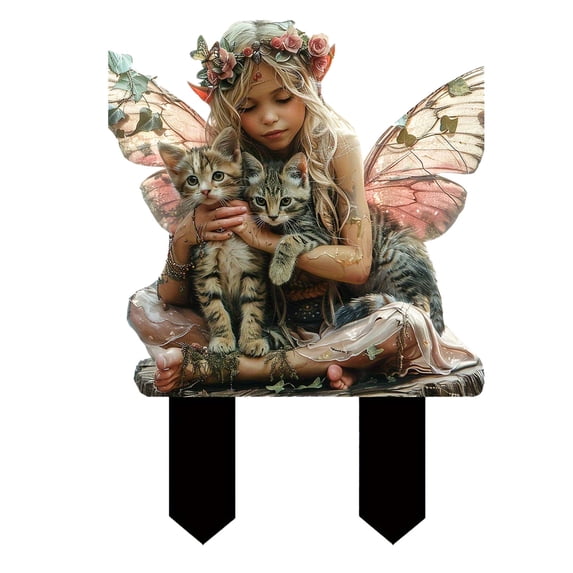 Eqslft Whimsical Fairy Garden Stakes, Acrylic Fairy Garden Bohemian Vintage Fairy Outdoor Statue,for Flower Bed, Patio, and Garden Accent