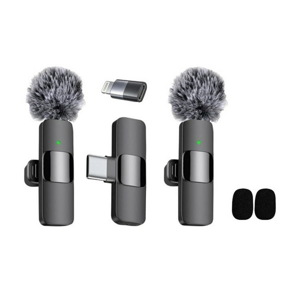 Eqslft Wireless Mini Microphone for iPhone, Lavalier Lapel Mic for Audio Video Recording,Noise Reduction Clear Sound Lavalier Microphone for Podcast, Video Recording