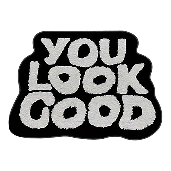 Eqslft You Look Good Bath Mat,Funny Cute Black Bath Rugs, Non Microfiber Plush Preppy Small Cool Shower Rug Washable Absorbent Floor Mat for Bathtub Sink(Small)