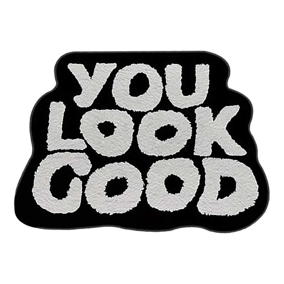 Eqslft You Look Good Bath Mat,Funny Cute Black Bath Rugs, Non Microfiber Plush Preppy Small Cool Shower Rug Washable Absorbent Floor Mat for Bathtub Sink(Small)