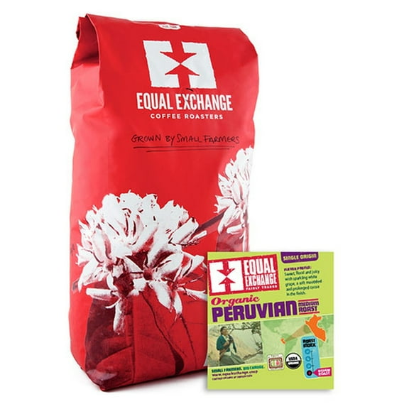 Equal Exchange 230004 Organic Peru Medium Whole Bean Coffee 5 lb.