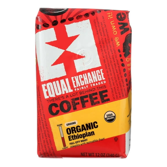 Equal Exchange Authentic Fair Trade Small Farmer Coffee, Ethiopian, 12 Oz, Pack of 6
